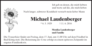 Traueranzeige von Michael Laudenberger von Trauerportal Echo Online