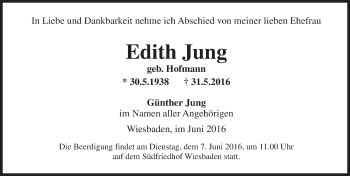 Traueranzeige von Edith Jung von  Wiesbaden komplett