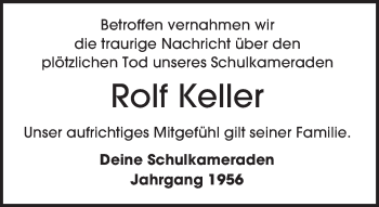Traueranzeige von Rolf Keller von  Usinger Anzeiger