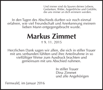 Traueranzeige von Markus Zimmet von  Gießener Anzeiger