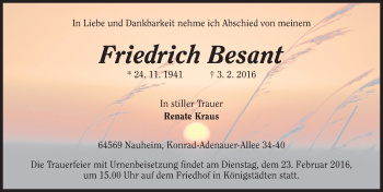 Traueranzeige von Friedrich Besant von trauer.echo-online.de