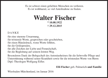 Traueranzeige von Walter Fischer von  Wiesbaden komplett