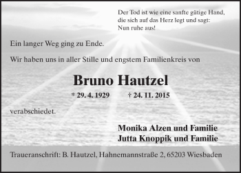 Traueranzeige von Bruno Hautzel von  Wiesbaden komplett