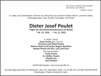 Traueranzeige von Dieter Josef Poulet von  Wiesbaden komplett