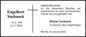 Traueranzeige von Engelbert Suchanek von  Wormser Zeitung