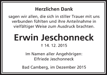 Traueranzeige von Erwin Jeschonneck von  Camberger Anzeiger