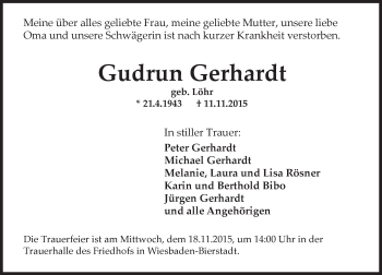 Traueranzeige von Gudrun Gerhardt von  Wiesbaden komplett