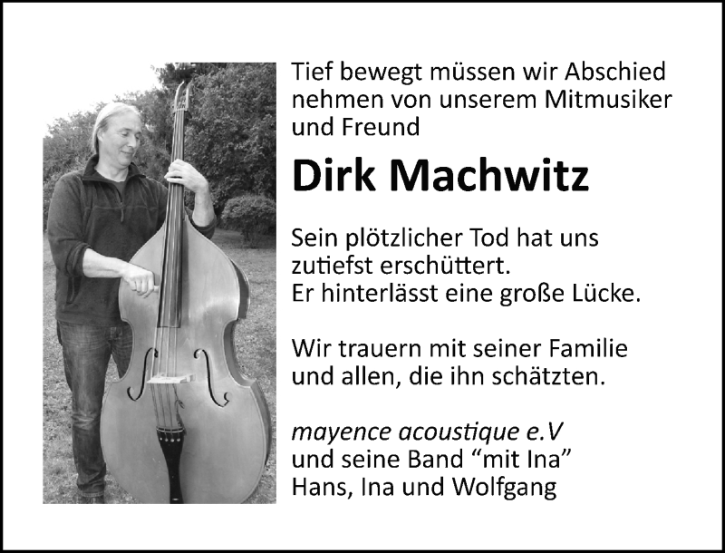  Traueranzeige für Dirk Machwitz vom 02.01.2016 aus trauer.rmp.de