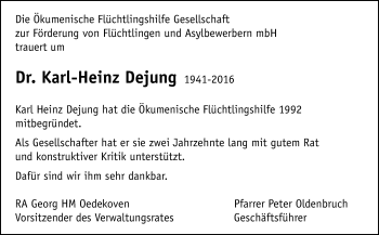 Traueranzeige von Karl-Heinz Dejung von Trauerportal Rhein Main Presse