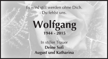 Traueranzeige von Wolfgang G. Stingl von  Kreisanzeiger