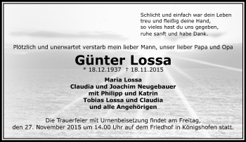 Traueranzeige von Günter Lossa von  Wiesbaden komplett