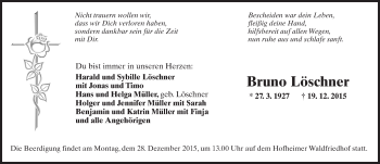 Traueranzeige von Bruno Löschner von  Hofheimer Zeitung