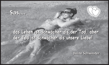 Traueranzeige von Saskia Schnarr von  Kreisanzeiger