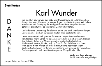Traueranzeige von Karl Wunder von  Bürstädter Zeitung