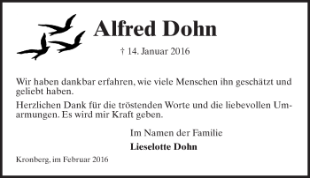 Traueranzeige von Alfred Dohn von  Allgemeine Zeitung Mainz