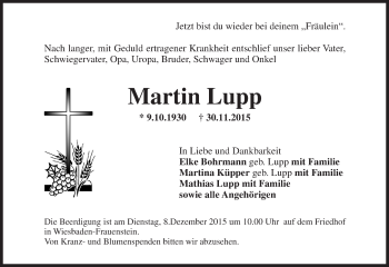 Traueranzeige von Martin Lupp von  Wiesbaden komplett