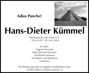 Traueranzeige von Hans-Dieter Kümmel von  Gießener Anzeiger