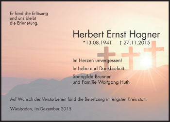 Traueranzeige von Herbert Ernst Hagner von  Wiesbaden komplett
