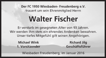 Traueranzeige von Walter Fischer von  Wiesbaden komplett