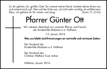 Traueranzeige von Günter Ott von  Bürstädter Zeitung