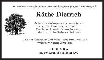 Traueranzeige von Käthe Dietrich von VRM Trauer