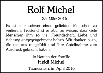 Traueranzeige von Rolf Michel von  Wiesbaden komplett