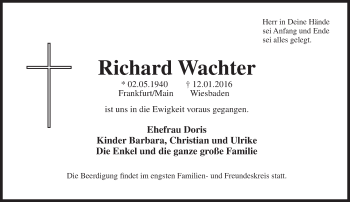 Traueranzeige von Richard Wachter von  Wiesbaden komplett