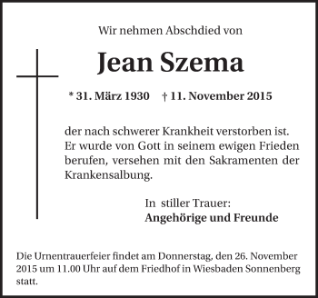 Traueranzeige von Jean Szema von  Wiesbaden komplett