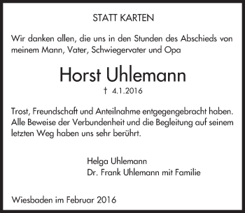 Traueranzeige von Horst Uhlemann von  Wiesbaden komplett