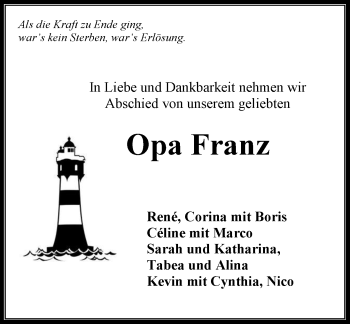 Traueranzeige von Franz Laszlo von  Camberger Anzeiger