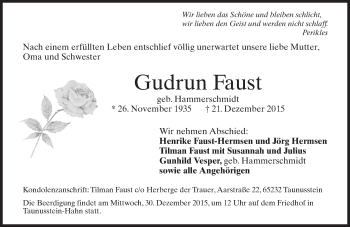 Traueranzeige von Gudrun Faust von  Wiesbaden komplett