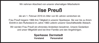 Traueranzeige von Ilse Preuß von trauer.echo-online.de