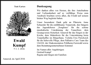 Traueranzeige von Ewald Kumpf von  Gießener Anzeiger