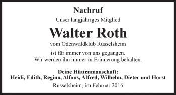Traueranzeige von Walter Roth von trauer.rmp.de