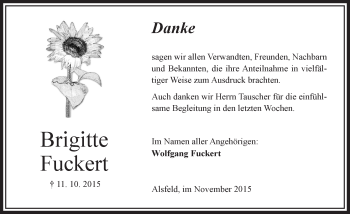Traueranzeige von Brigitte Fuckert von VRM Trauer