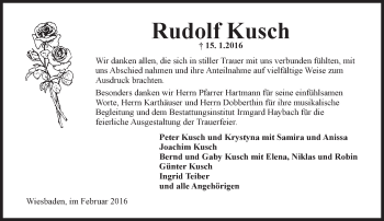 Traueranzeige von Rudolf Kusch von  Wiesbaden komplett