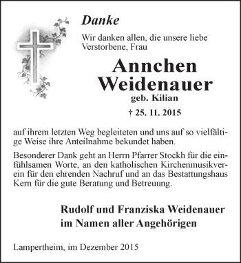 Traueranzeige von Annchen Weidenauer von  Bürstädter Zeitung