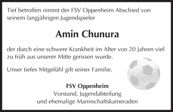 Traueranzeige von Amin Chunura von trauer.echo-online.de
