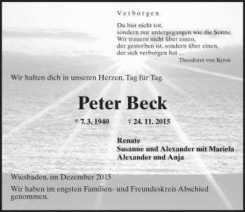 Traueranzeige von Peter Beck von  Wiesbaden komplett