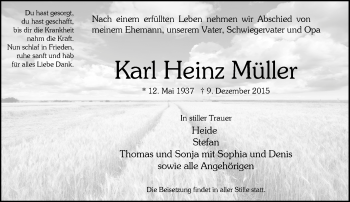 Traueranzeige von Karl Heinz Müller von  WK-UTA/Aar-Bote