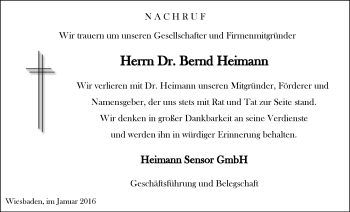 Traueranzeige von Bernd Heimann von trauer.rmp.de
