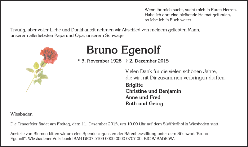  Traueranzeige für Bruno Egenolf vom 05.12.2015 aus  Wiesbaden komplett