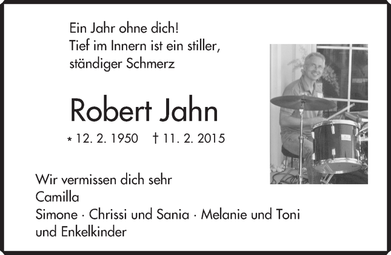  Traueranzeige für Robert Jahn vom 11.02.2016 aus  Wiesbaden komplett