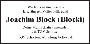 Traueranzeige von Joachim Block von  Kreisanzeiger