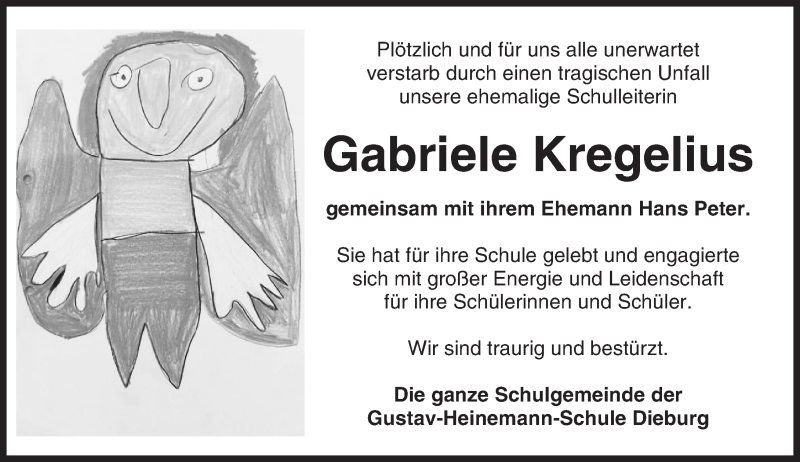  Traueranzeige für Gabriele Kregelius vom 30.07.2016 aus Trauerportal Echo Online