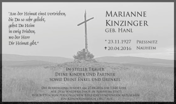 Traueranzeige von Marianne Kinzinger von trauer.echo-online.de