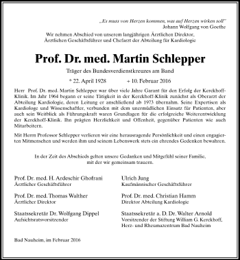 Traueranzeige von Martin Schlepper von  Kreisanzeiger