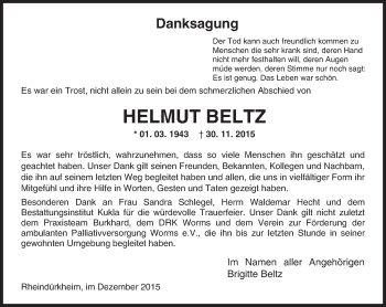 Traueranzeige von Helmut Beltz von  Wiesbaden komplett