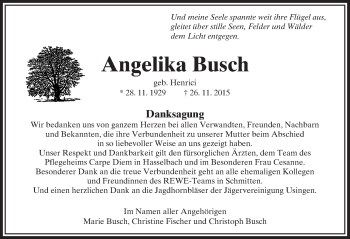 Traueranzeige von Angelika Busch von  Usinger Anzeiger