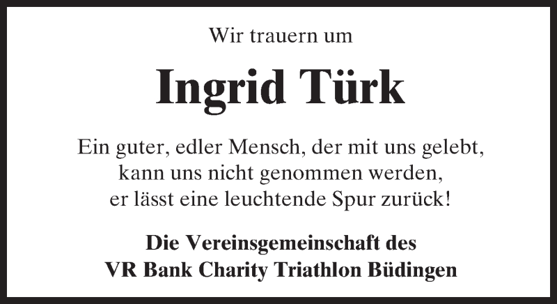  Traueranzeige für Ingrid Türk vom 03.12.2015 aus  Kreisanzeiger